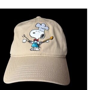 Peanuts Snoopy Grilling Cap Khaki Embroidered Chef Dad Hat Adjustable OSFA NEW